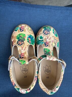 Rare Little Penguin Girls' Tan Mary Janes with Moana